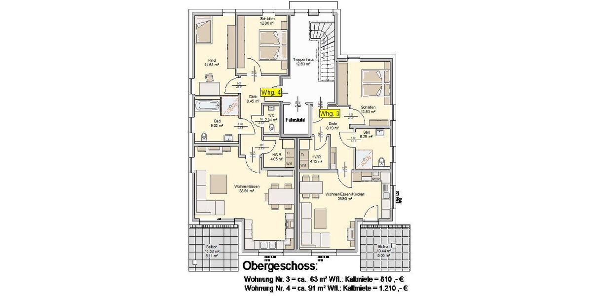 Erdgeschoßwohnung Herford - 2 Zimmer, 63 m&sup2;, 810&euro; | Angebot:24830281