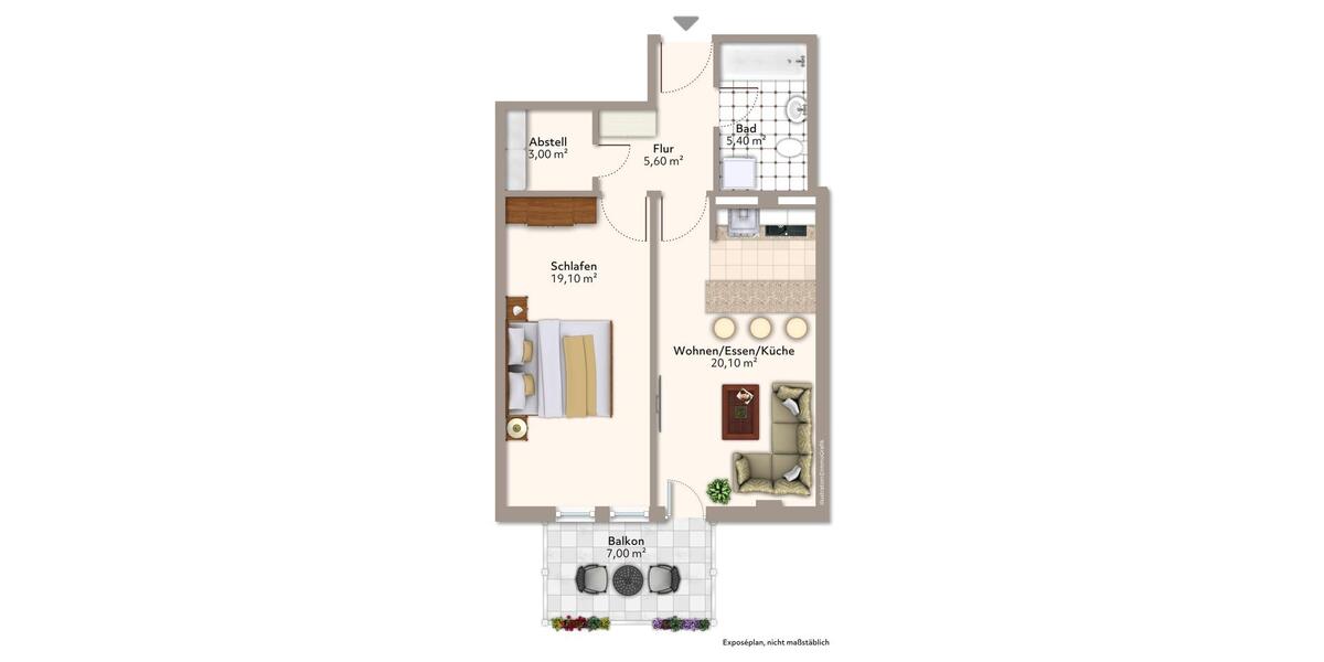 Etagenwohnung Magdeburg Diesdorf - 2 Zimmer, 60 m&sup2;, 395&euro; | Angebot:26626901