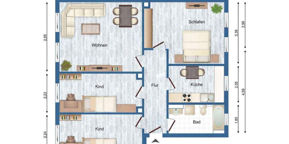 Etagenwohnung Ziegendorf - 4 Zimmer, 69 m&sup2;, 349&euro; | Angebot:25737087