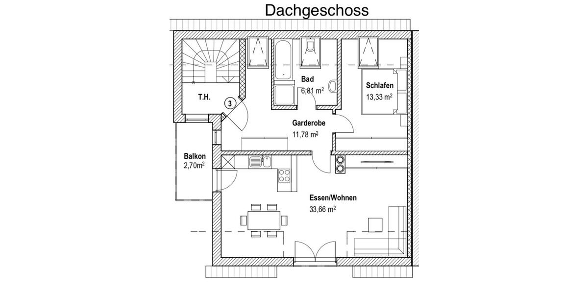 2-Zimmer Wohnung, Dachgeschosswohnung, Wohnung, Mietwohnung 2 zimmer
