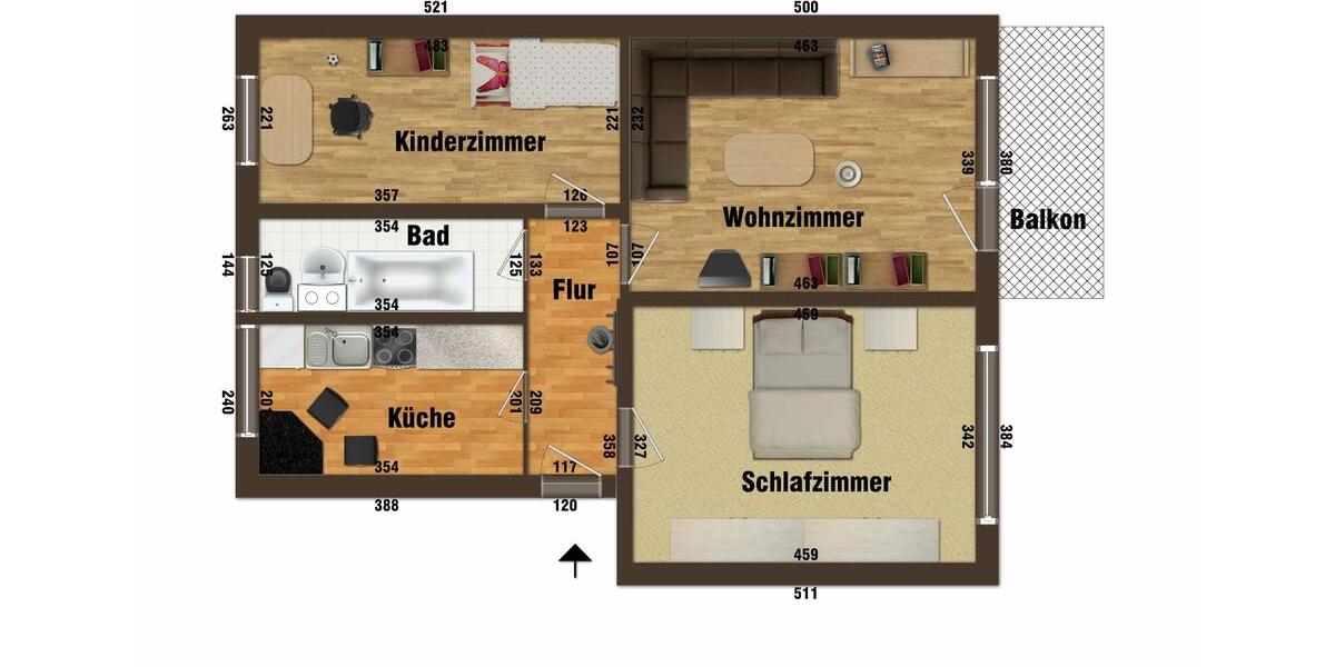 Etagenwohnung Saalfeld (Saale) - 3 Zimmer, 59 m&sup2;, 323&euro; | Angebot:17498420