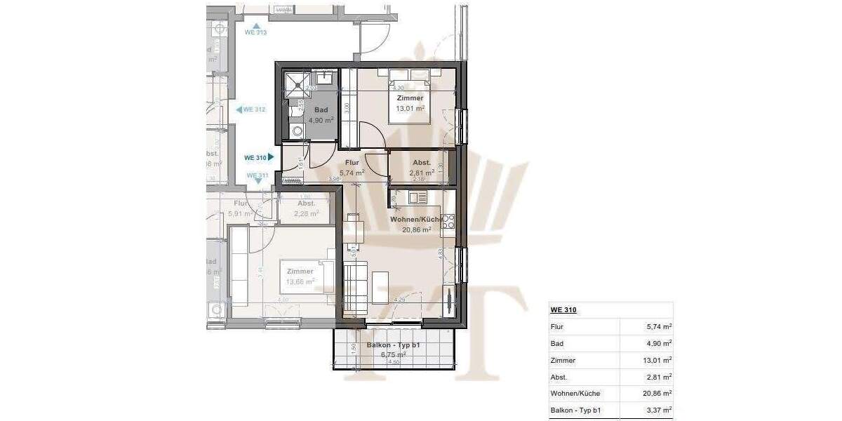 Etagenwohnung Biesenthal - 2 Zimmer, 50 m&sup2;, 820&euro; | Angebot:25910634