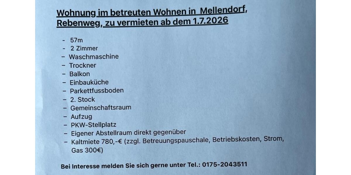 Etagenwohnung Wedemark - 2 Zimmer, 57 m&sup2;, 1.080&euro; | Angebot:26635003