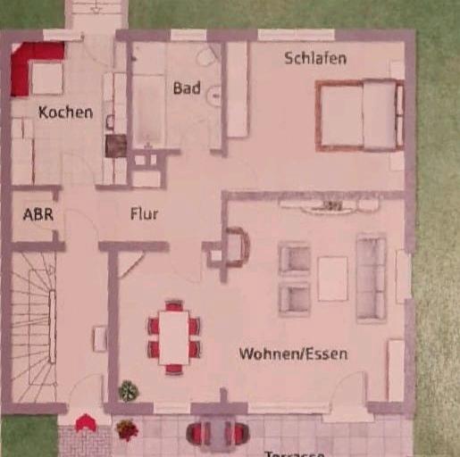 2-Zimmer-Wohnung im Erdgeschoss mit Kamin und großen Garten 2 zimmer