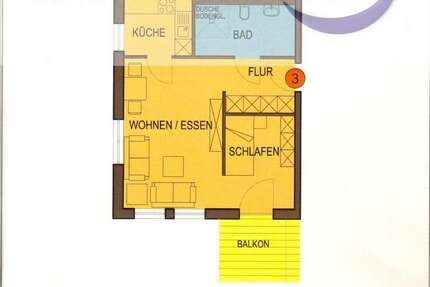 Wohnung Bodenheim - 1.5 Zimmer, 44 m&sup2;, 660&euro; | Angebot:25082275