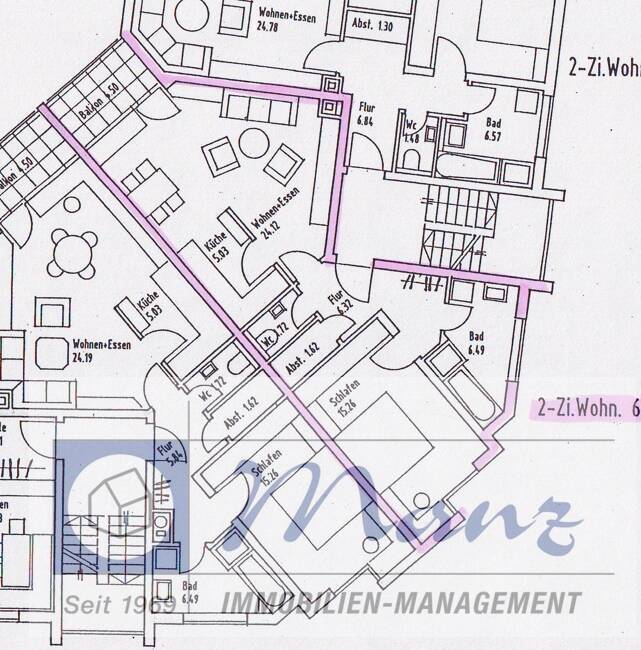 Vermietung 2 Zimmerwohnung nur wenige Minuten zum Zentrum im 2. Obergeschoss