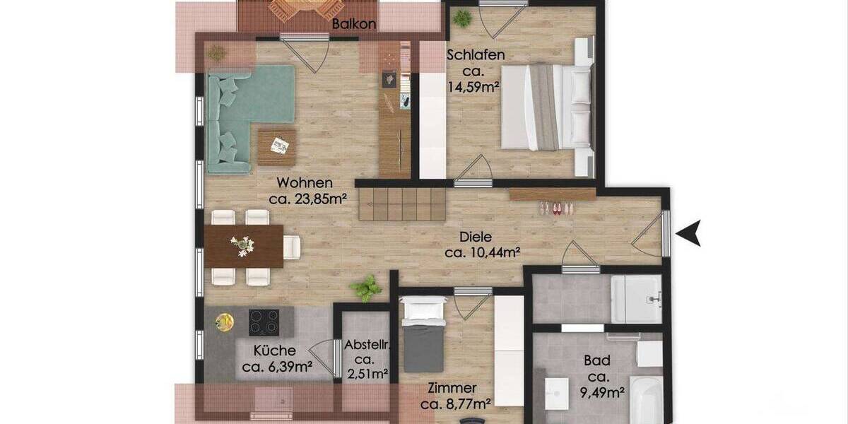 Etagenwohnung Sittensen - 3 Zimmer, 78 m&sup2;, 895&euro; | Angebot:26741893