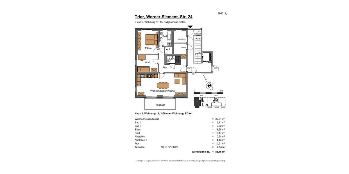 Etagenwohnung Trier Trier-West-Pallien - 3 Zimmer, 85 m&sup2;, 655&euro; | Angebot:26190917