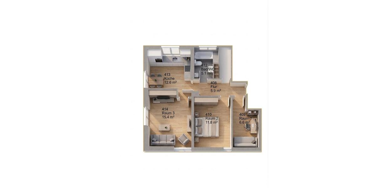 Dachgeschoßwohnung Freiberg - 3 Zimmer, 59 m&sup2;, 420&euro; | Angebot:26013542