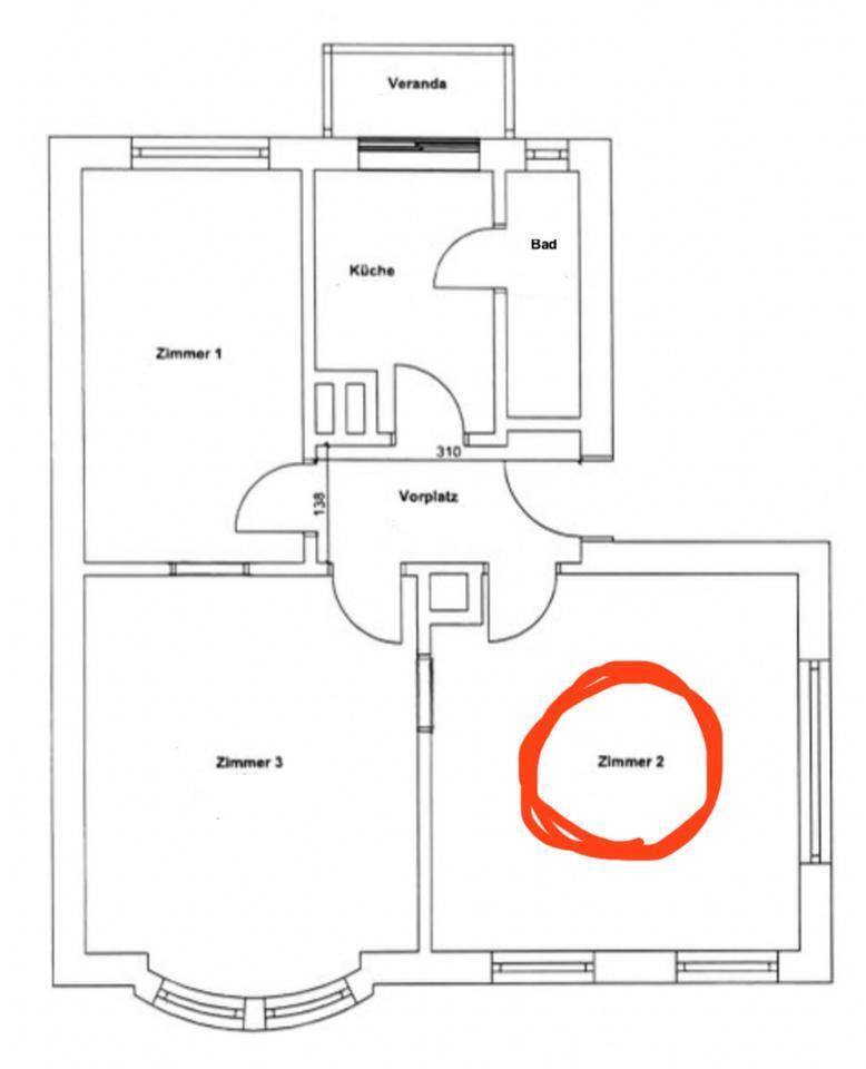 1 Zimmer 19qm in 3 er WG ab sofort