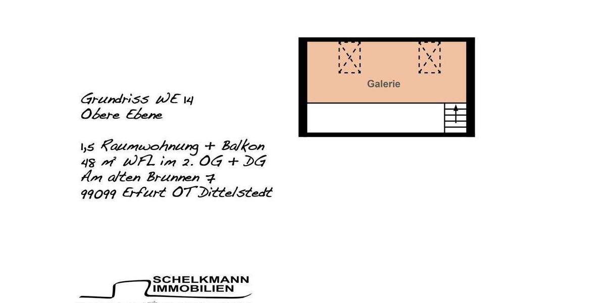 Etagenwohnung Erfurt Dittelstedt - 1 Zimmer, 48 m&sup2;, 544&euro; | Angebot:25107467