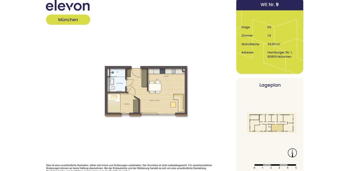 Erdgeschoßwohnung München Am Riesenfeld - 1.5 Zimmer, 39 m&sup2;, 1.241&euro; | Angebot:25793843