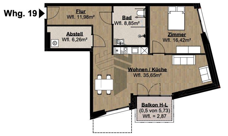 Etagenwohnung Lingen (Ems) - 2 Zimmer, 82 m&sup2;, 1.025&euro; | Angebot:25977930