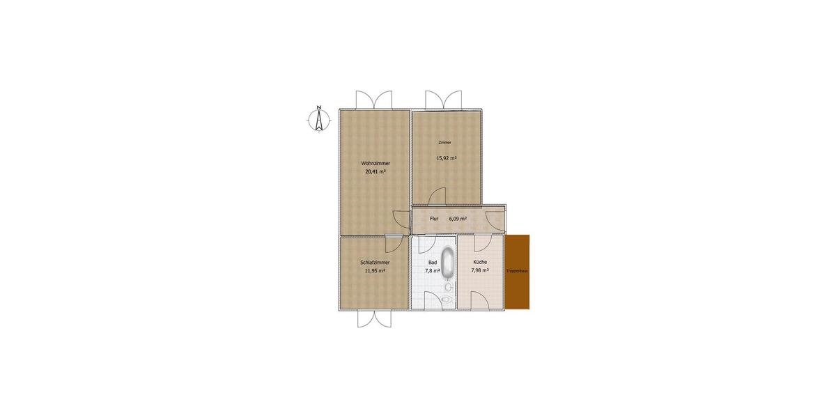 Etagenwohnung Eisenberg - 3 Zimmer, 70 m&sup2;, 490&euro; | Angebot:26648816