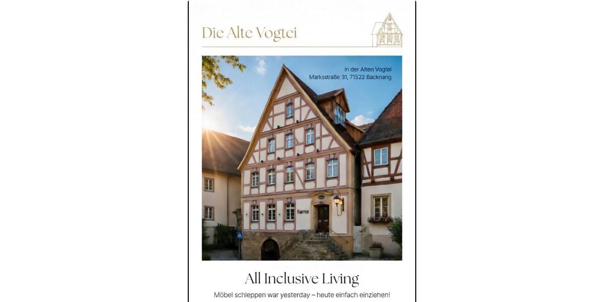 Etagenwohnung Backnang - 1 Zimmer, 40 m&sup2;, 670&euro; | Angebot:26133472