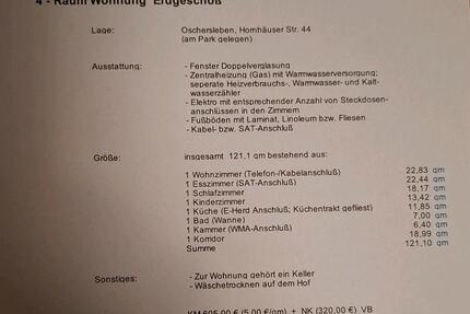 Wohnung Oschersleben (Bode) - 4 Zimmer, 121 m&sup2;, 925&euro; | Angebot:25823170