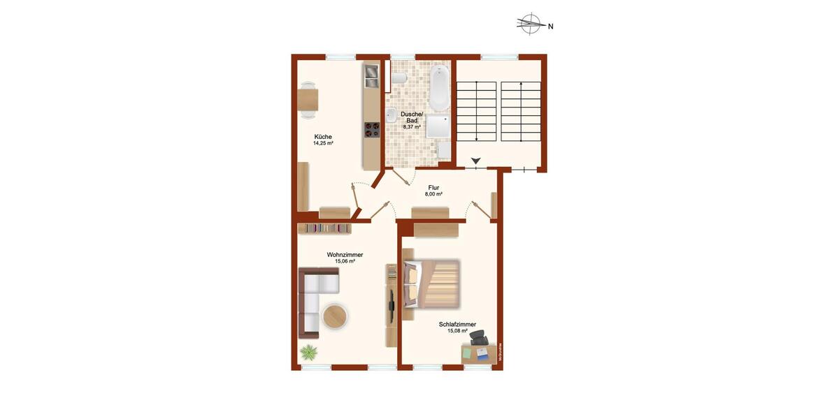 Top-Lage, renoviert: 2-Zimmer-Wohnung mit neuem Bad 2 zimmer