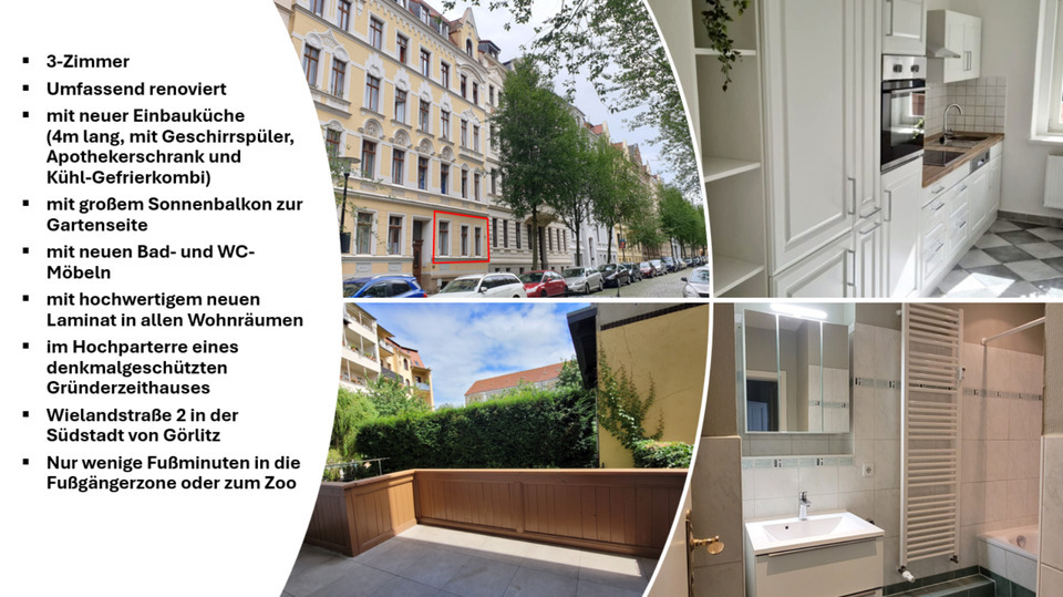 Erstbezug nach Modernisierung: 3 Zi.+neue EBK +gr.Sonnenbalkon