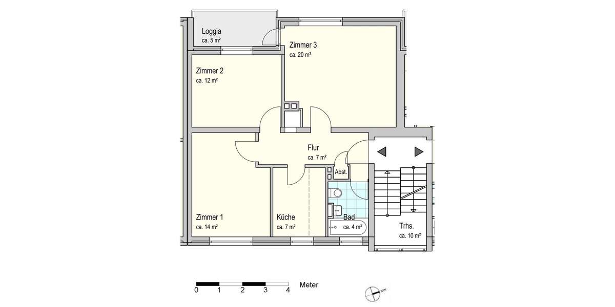 Etagenwohnung Oldenburg Rauhehorst - 3 Zimmer, 65 m&sup2;, 581&euro; | Angebot:26179894