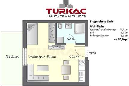 Wohnung Hüttenberg - 1 Zimmer, 35 m&sup2;, 600&euro; | Angebot:26183281