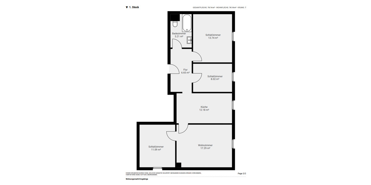Etagenwohnung Breitenbrunn/Erzgebirge Erzgebirge - 3.5 Zimmer, 74 m&sup2;, 420&euro; | Angebot:24976456