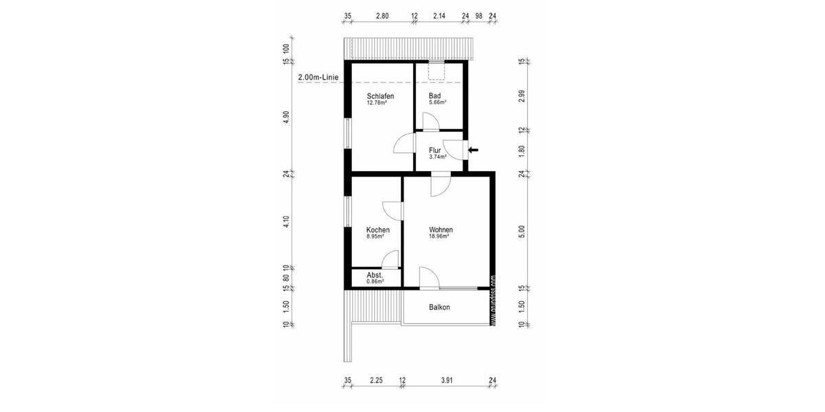 Etagenwohnung Niebüll - 2 Zimmer, 52 m&sup2;, 520&euro; | Angebot:26495431