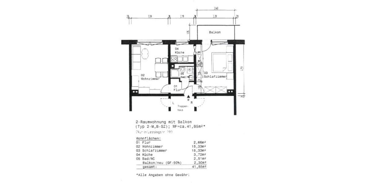 Etagenwohnung Flöha - 2 Zimmer, 42 m&sup2;, 255&euro; | Angebot:22938357