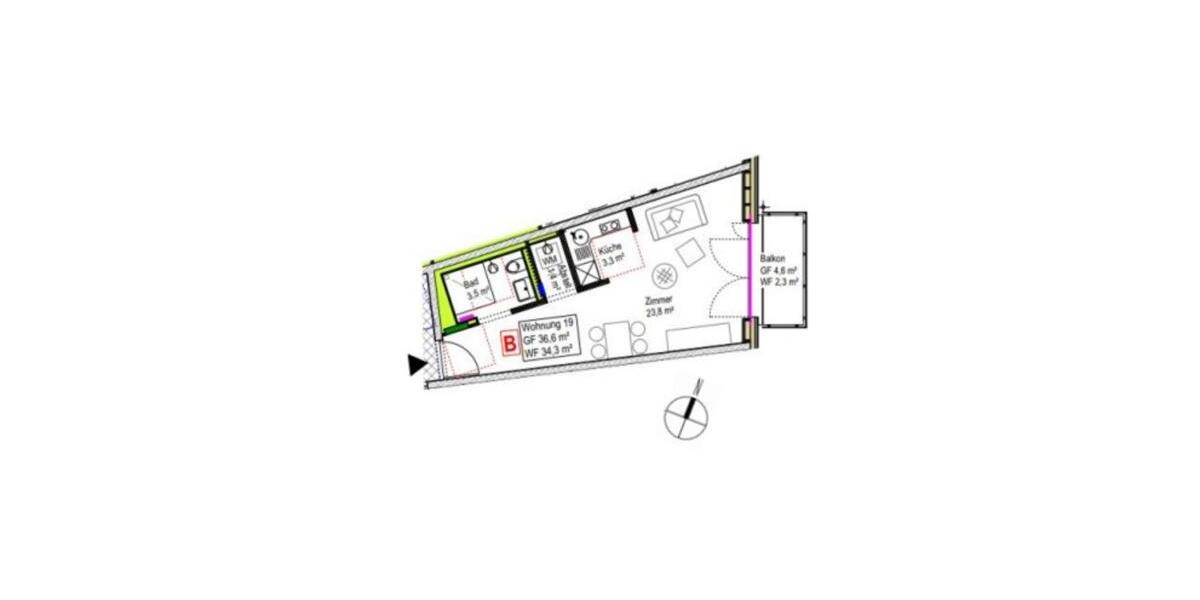Etagenwohnung Furtwangen im Schwarzwald - 1 Zimmer, 34 m&sup2;, 402&euro; | Angebot:25253286