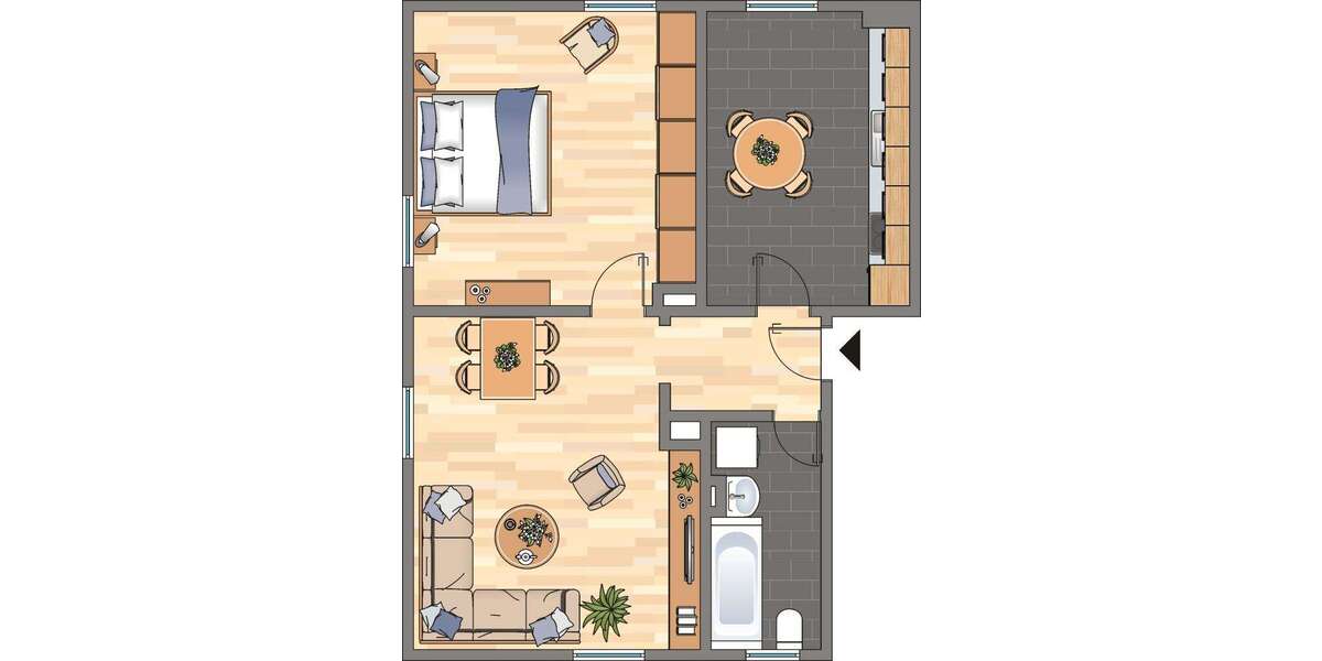 Etagenwohnung Dortmund Innenstadt Ost - 2 Zimmer, 53 m&sup2;, 481&euro; | Angebot:26607452