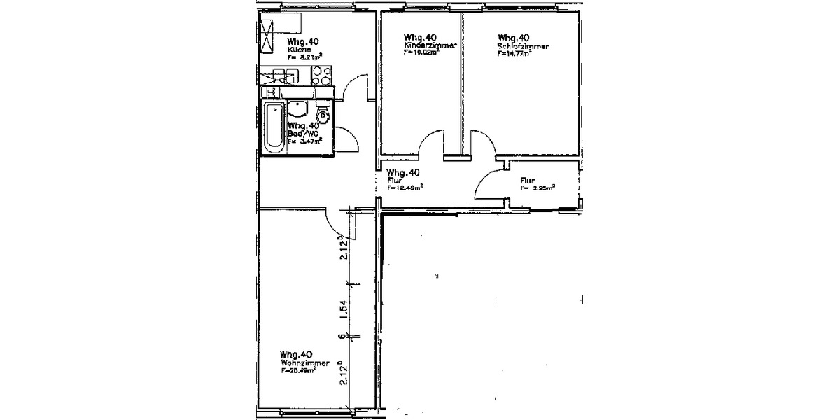 Etagenwohnung Neubrandenburg Datzeberg - 3 Zimmer, 69 m&sup2;, 209&euro; | Angebot:26675540