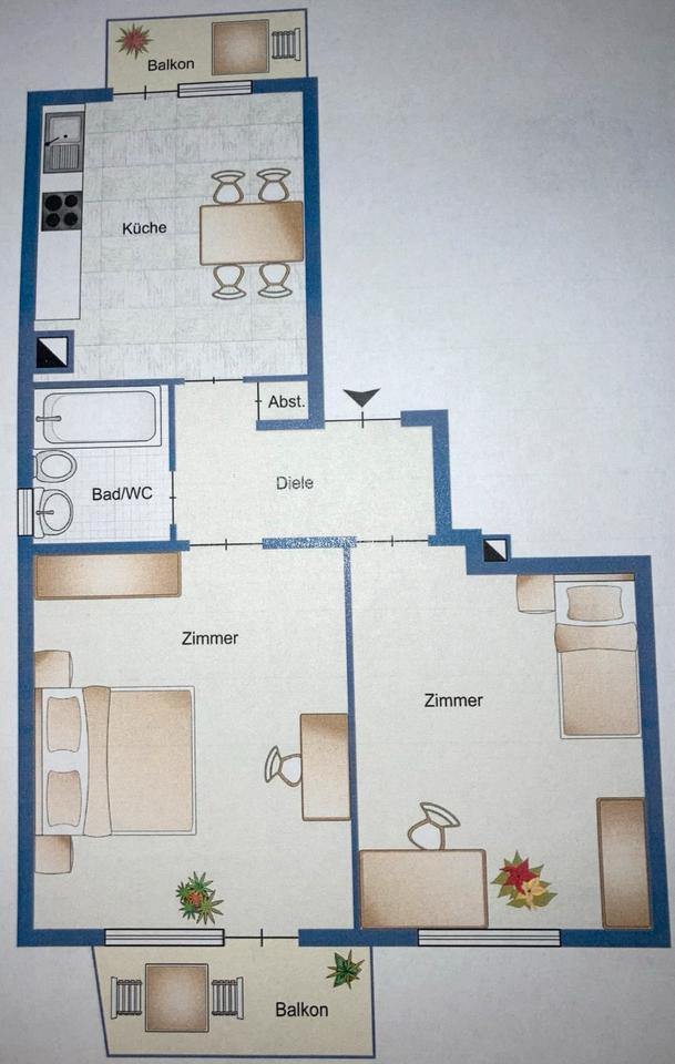 2023 vollständig renovierte 2-Raum-Wohnung mit Balkon