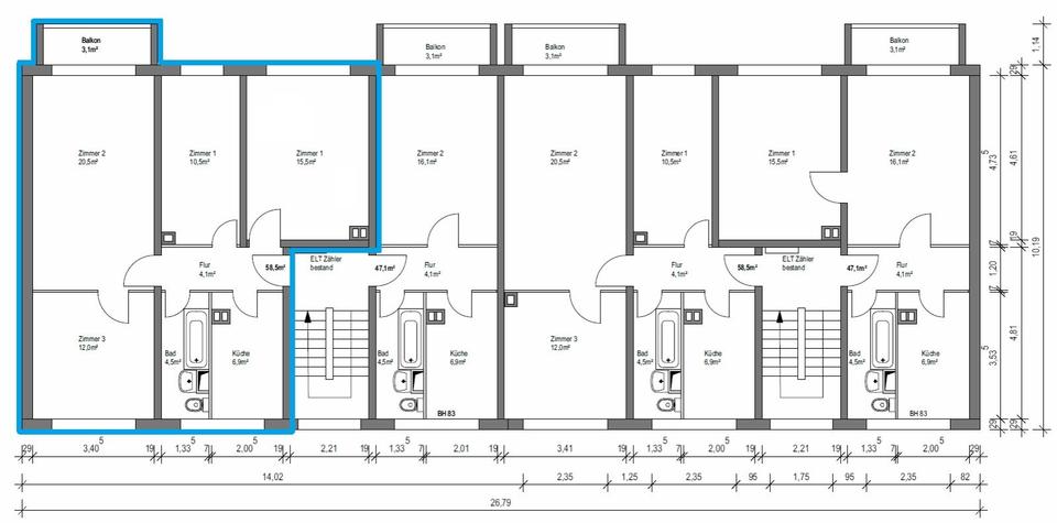 Etagenwohnung Kamenz - 4 Zimmer, 77 m&sup2;, 470&euro; | Angebot:24781602