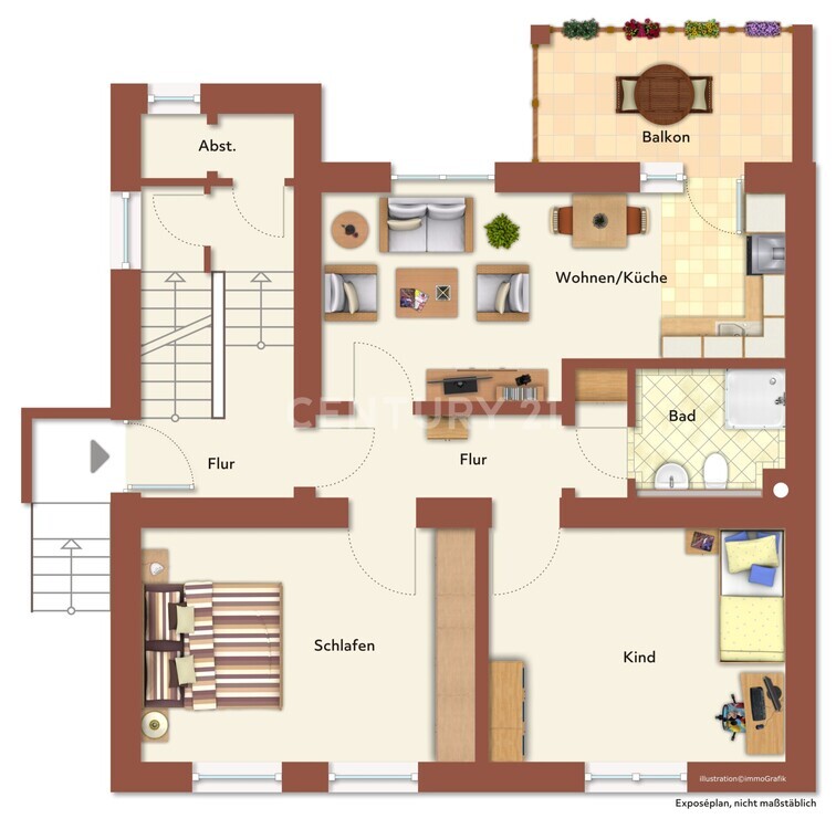Sanierte Altbauwohnung mit Südwest Balkon im 1. Obergeschoss 3 zimmer