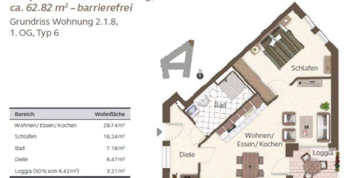 Etagenwohnung Nürnberg Steinbühl - 2 Zimmer, 65 m&sup2;, 830&euro; | Angebot:26015961