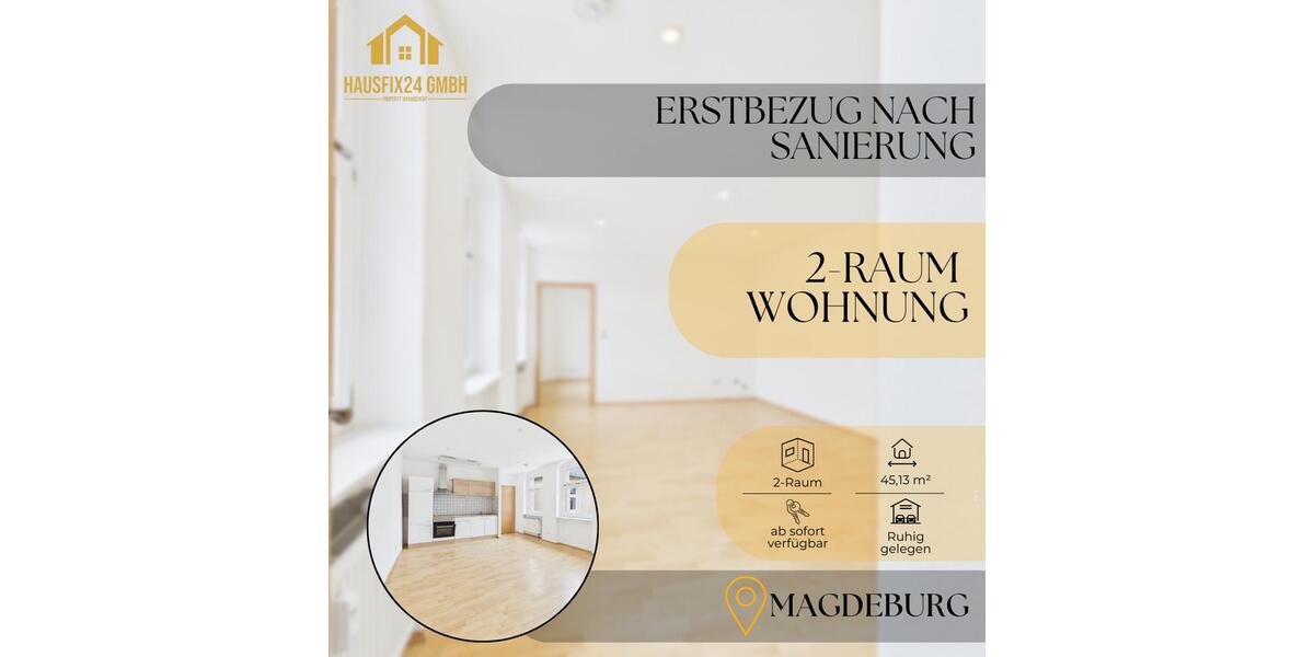Etagenwohnung Magdeburg - 2 Zimmer, 45 m&sup2;, 428&euro; | Angebot:26299831