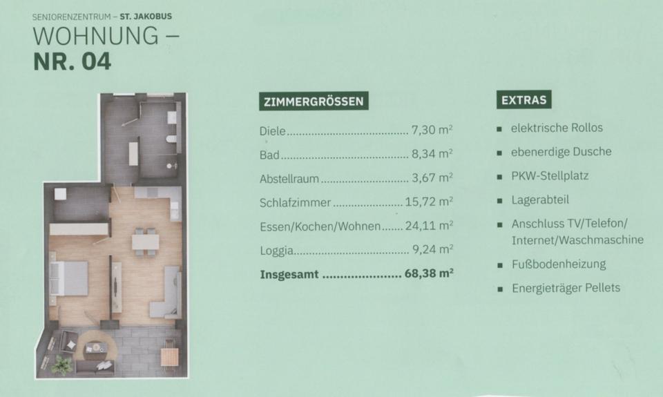 Etagenwohnung Bischofsmais - 2 Zimmer, 68 m&sup2;, 752&euro; | Angebot:24867231