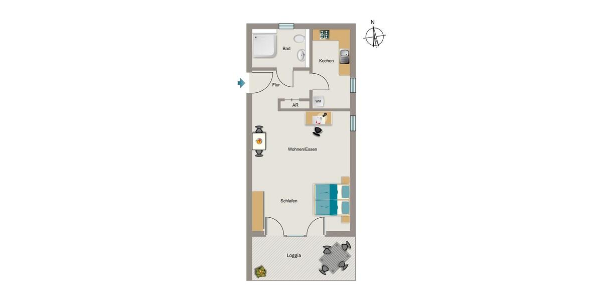 Etagenwohnung Dortmund - 1.5 Zimmer, 52 m&sup2;, 688&euro; | Angebot:26527098
