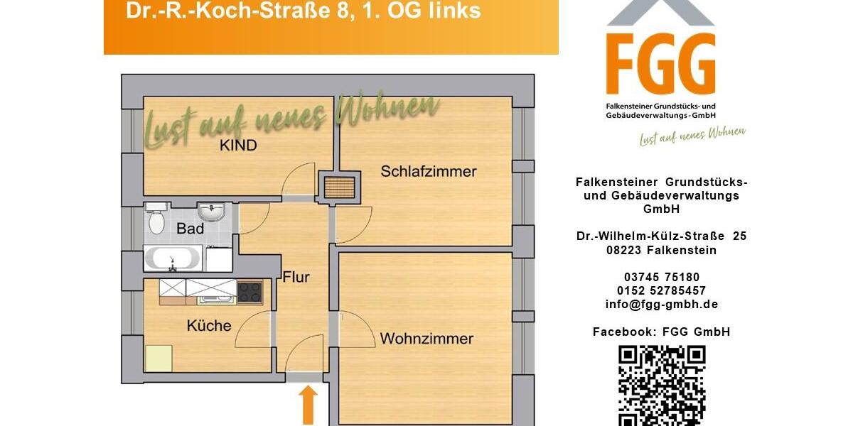 Etagenwohnung Falkenstein/Vogtland Vogtland - 3 Zimmer, 65 m&sup2;, 325&euro; | Angebot:25993768