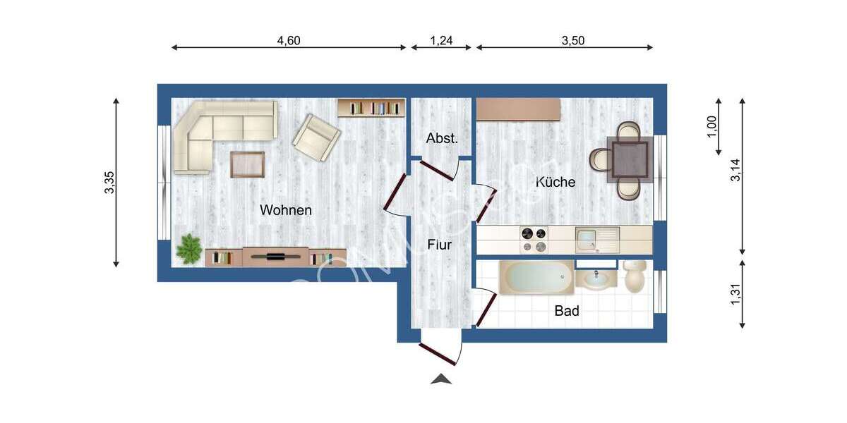 Renovierte 1 Zimmer Wohnung mit Einbauküche und Garage optional! - Appartement Galenbeck Sandhagen | Angebot:16221099