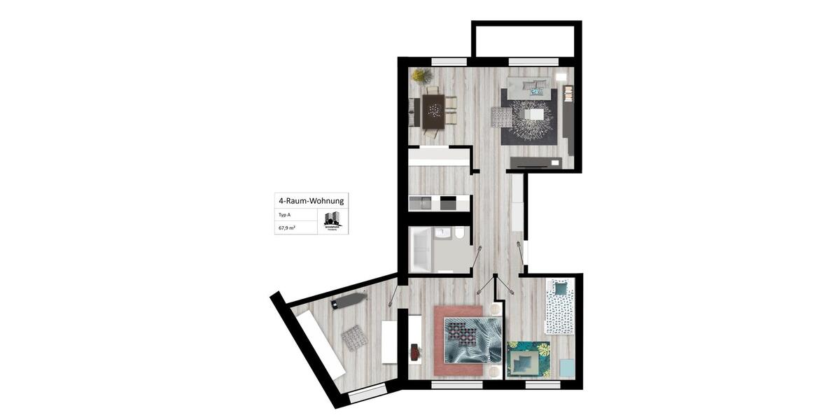 Etagenwohnung Suhl - 4 Zimmer, 68 m&sup2;, 360&euro; | Angebot:23843034