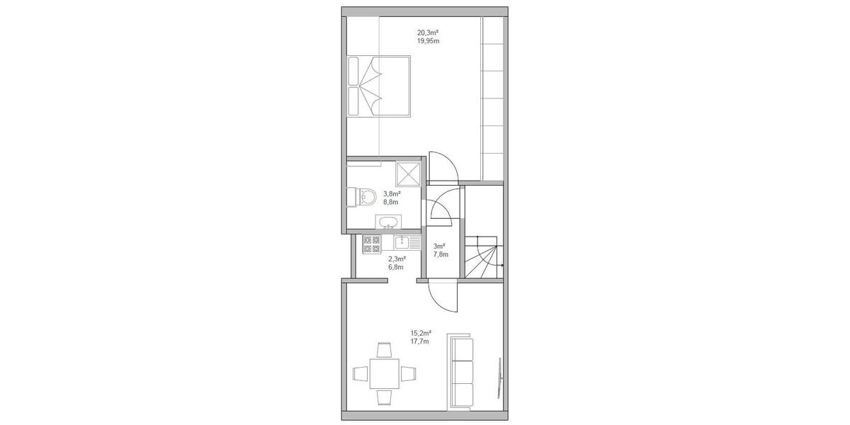 Dachgeschoßwohnung Bad Rappenau - 2 Zimmer, 45 m&sup2;, 550&euro; | Angebot:26003091