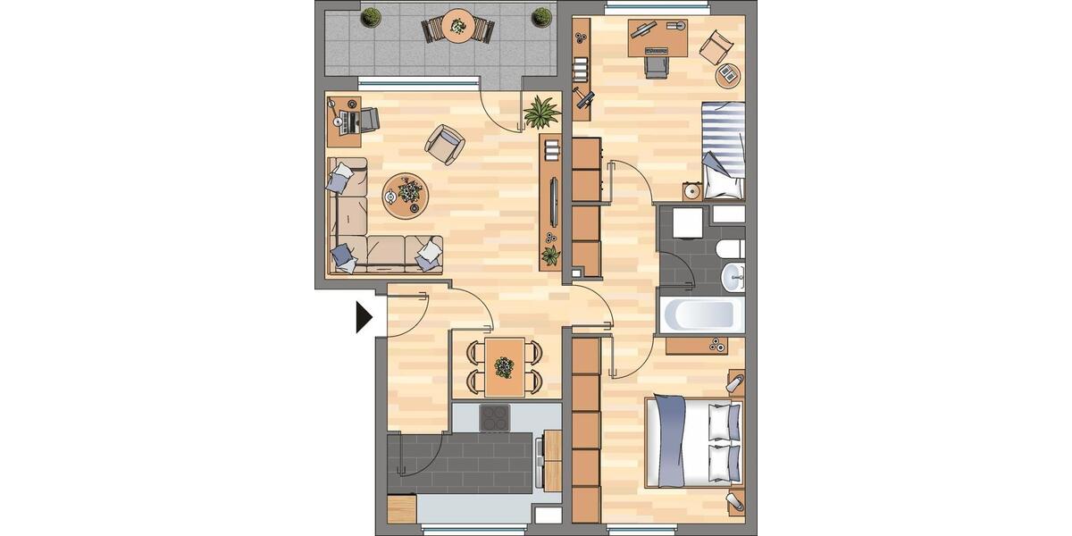 Etagenwohnung Wolfsburg Alt-Wolfsburg - 3 Zimmer, 70 m&sup2;, 597&euro; | Angebot:22478458