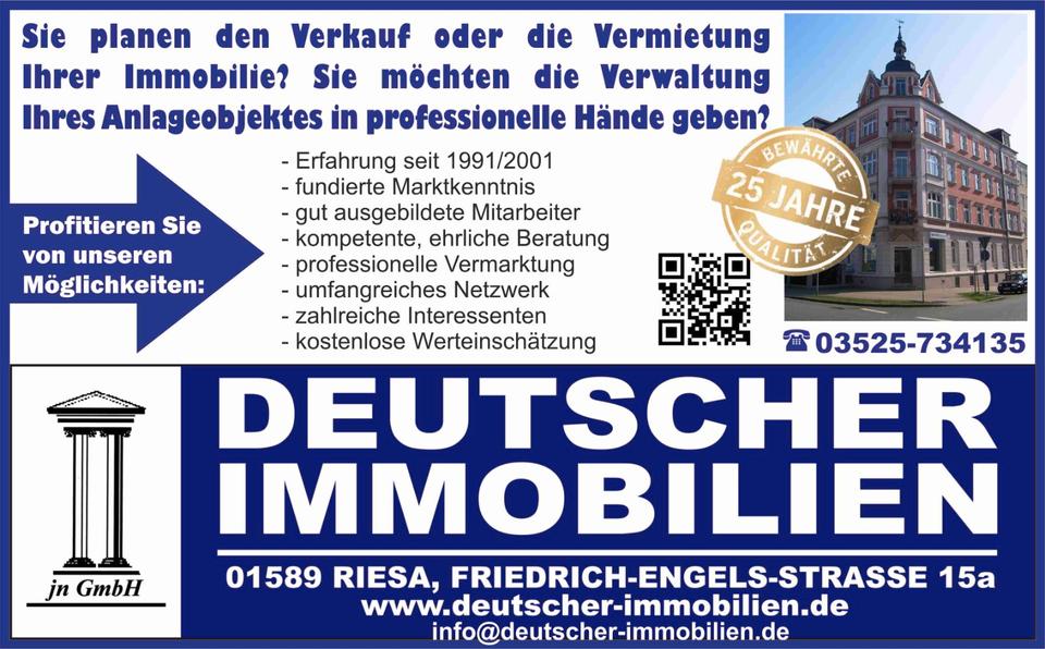 Etagenwohnung Riesa - 1 Zimmer, 41 m&sup2;, 281&euro; | Angebot:26477159