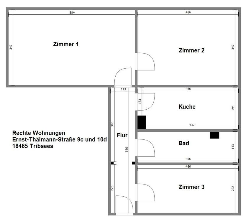 3 Raum Wohnung in Tribsees zimmer