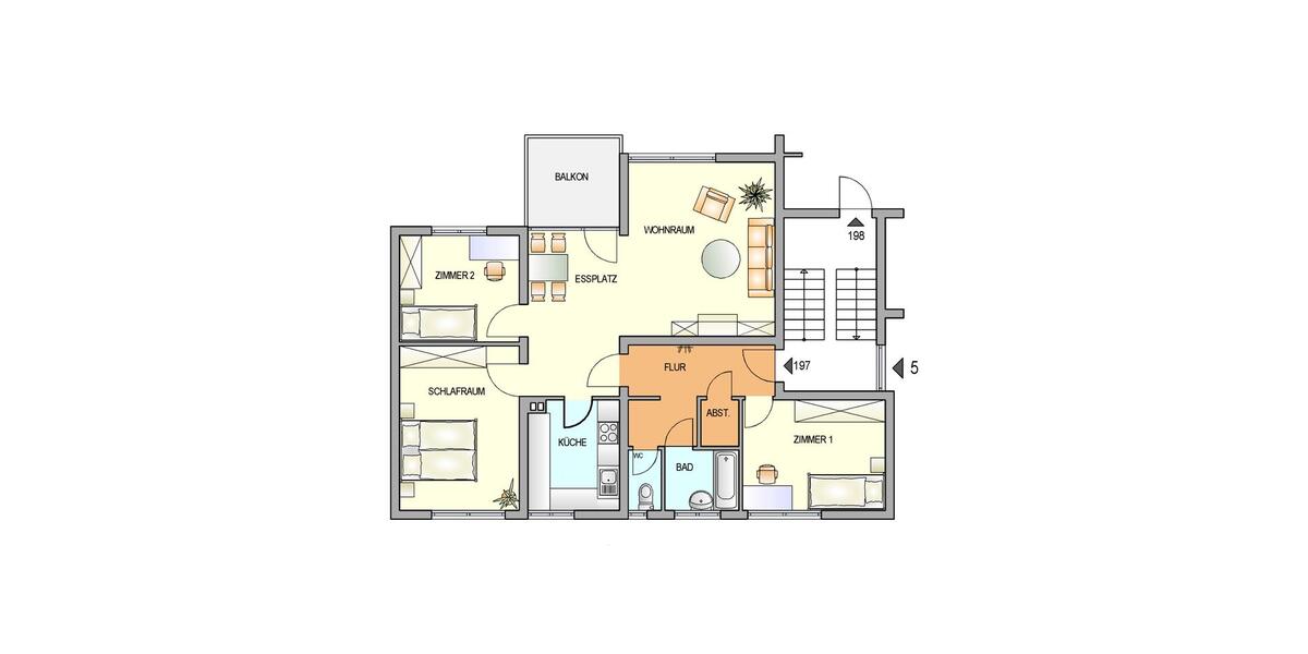Etagenwohnung Remscheid Gemarkung Bergisch Born - 4 Zimmer, 88 m&sup2;, 609&euro; | Angebot:25918595