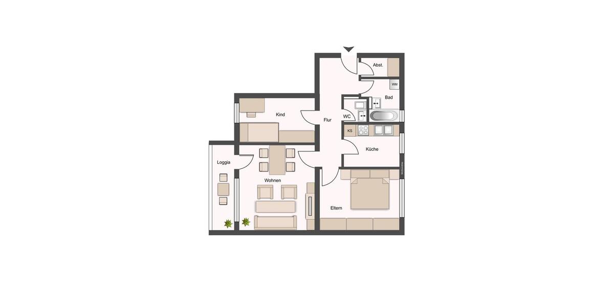 Etagenwohnung Bensheim - 3 Zimmer, 74 m&sup2;, 818&euro; | Angebot:24810715
