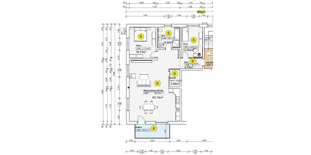 3 Zi. Wohnung (Nr. 6) im OG mit Balkon - Etagenwohnung Adelsdorf OT | Angebot:24466874