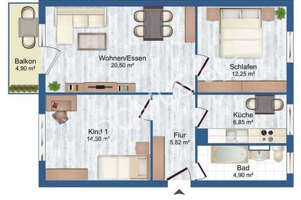 Für den gehobenen Anspruch - frisch renovierte 3 Zimmer mit Balkon und Einbauküche!