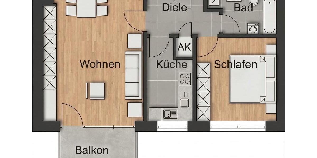 Etagenwohnung Münster Berg Fidel - 2 Zimmer, 62 m&sup2;, 975&euro; | Angebot:26570906