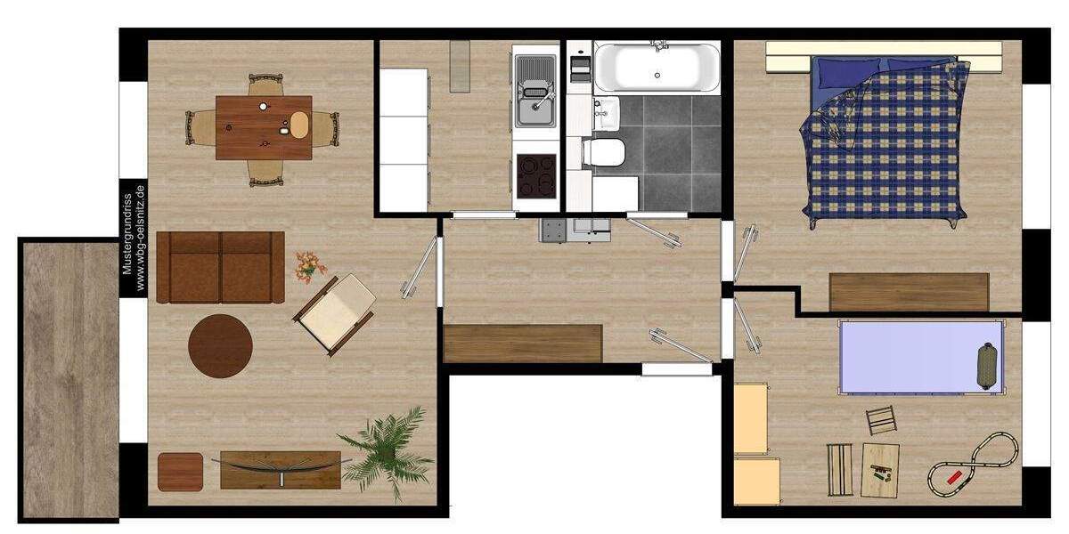 Etagenwohnung Lugau - 3 Zimmer, 57 m&sup2;, 348&euro; | Angebot:25845951